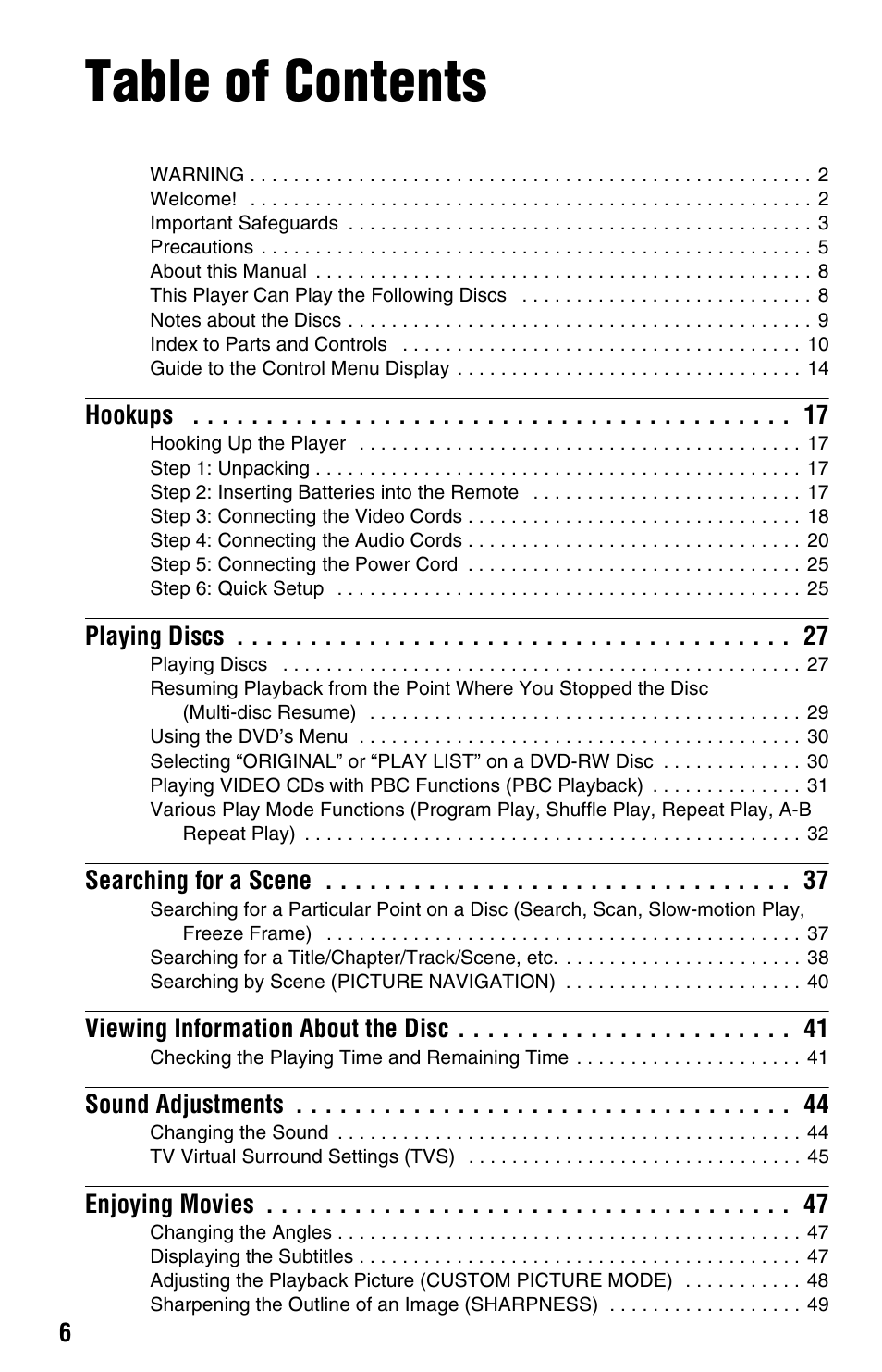 Sony DVP-NS575PB User Manual | Page 6 / 80