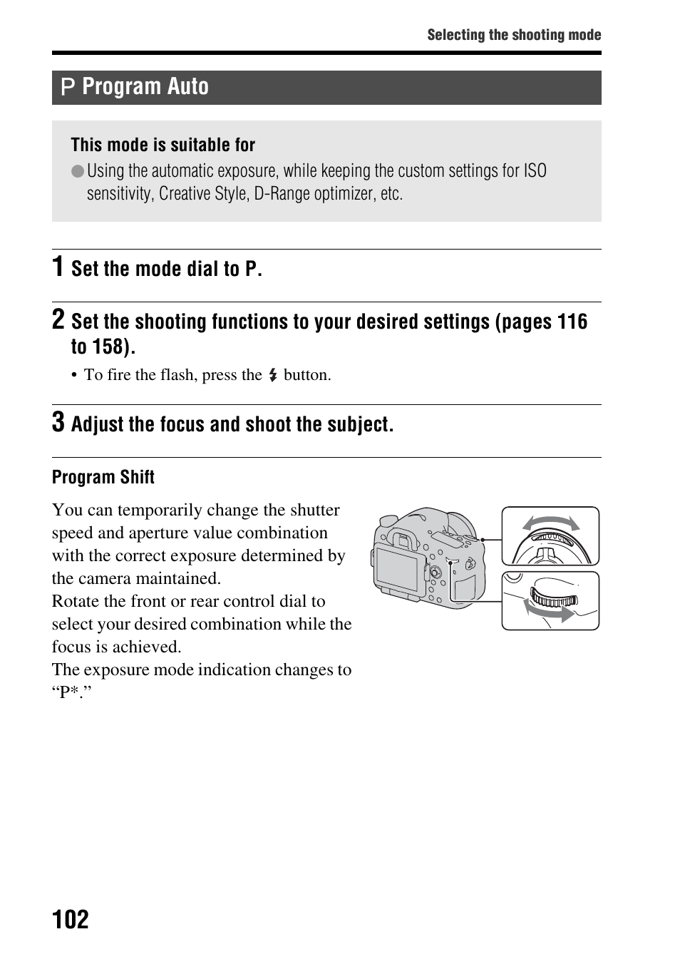 Program auto, Al (102) | Sony SLT-A77VM User Manual | Page 102 / 242