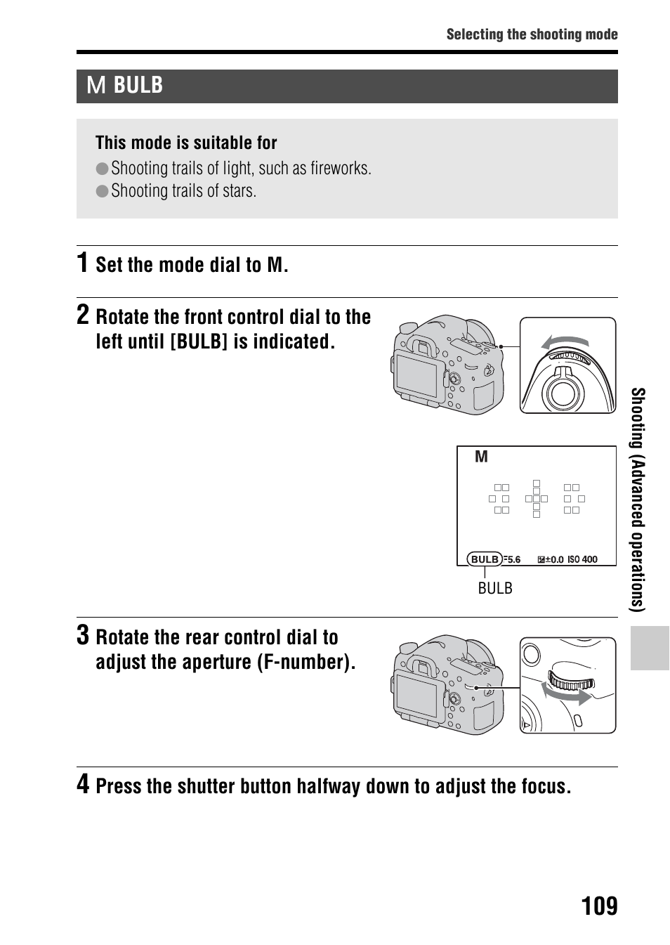Bulb | Sony SLT-A77VM User Manual | Page 109 / 242