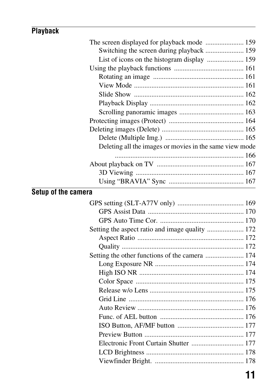 Sony SLT-A77VM User Manual | Page 11 / 242