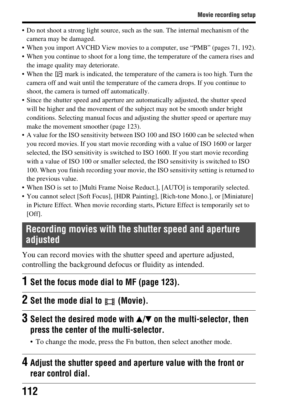 Adjusted, Vie (112) | Sony SLT-A77VM User Manual | Page 112 / 242