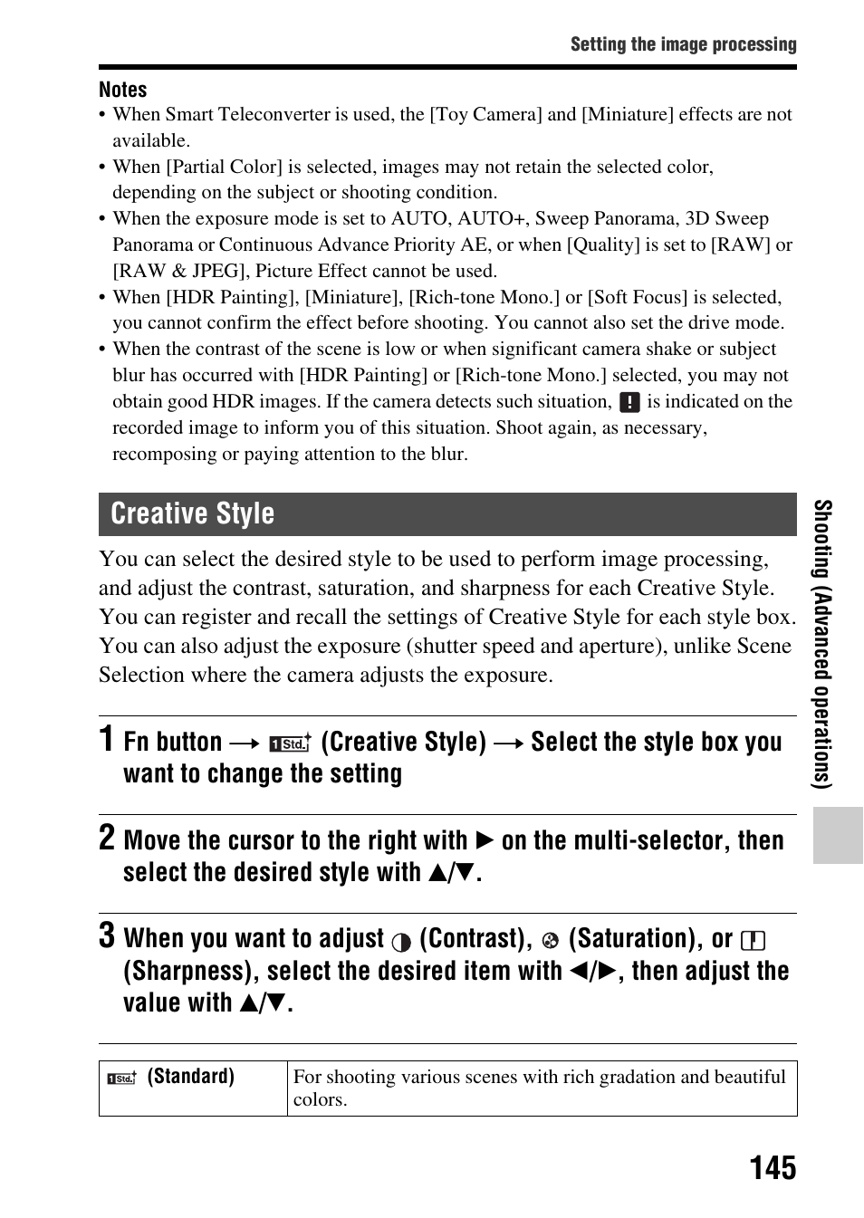 Creative style, E (145) | Sony SLT-A77VM User Manual | Page 145 / 242