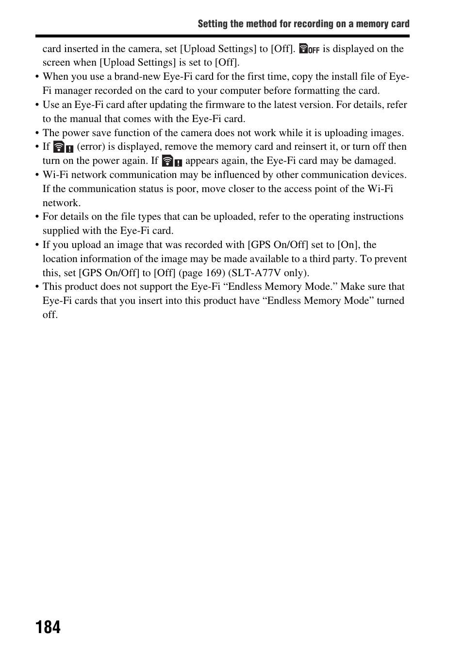 Sony SLT-A77VM User Manual | Page 184 / 242