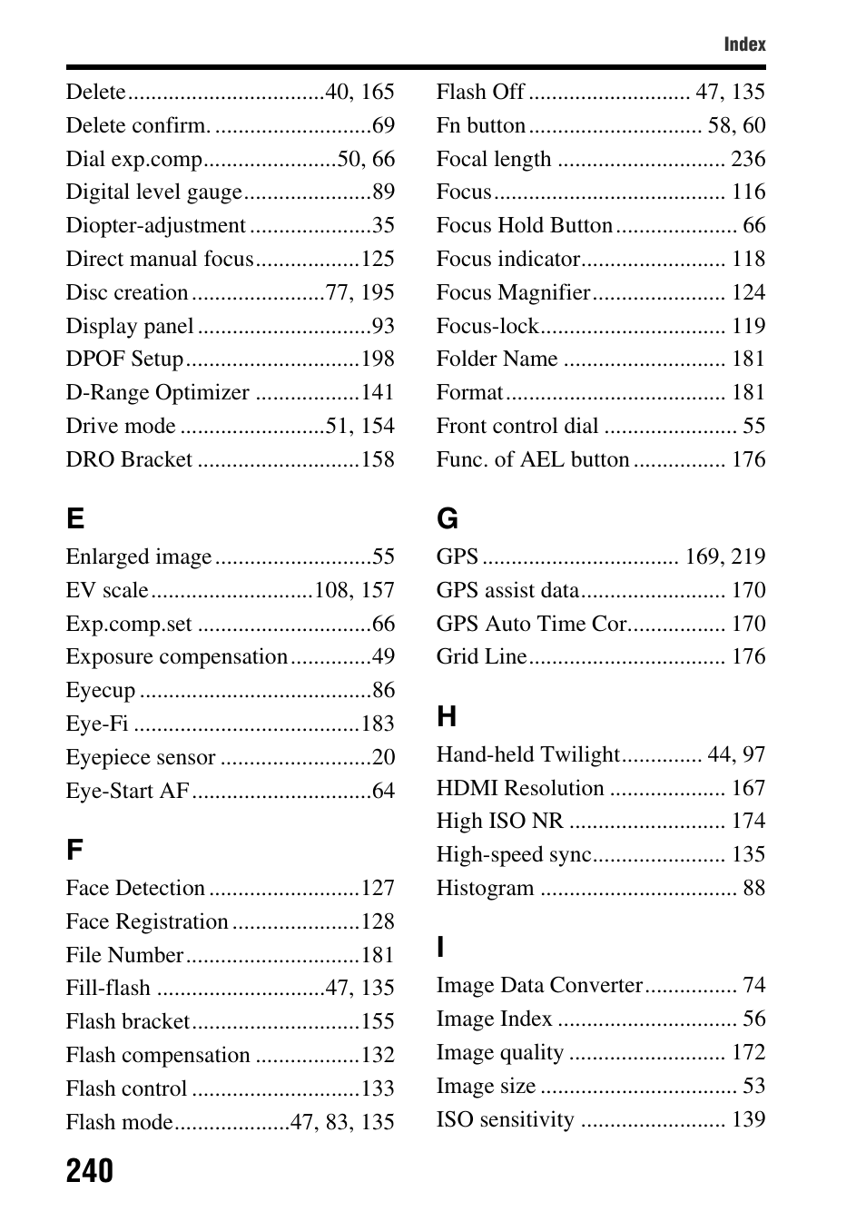 Sony SLT-A77VM User Manual | Page 240 / 242
