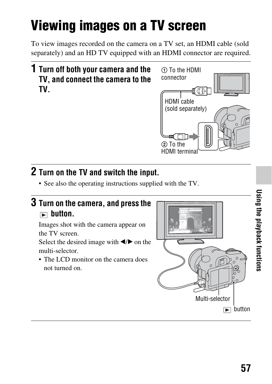 Viewing images on a tv screen | Sony SLT-A77VM User Manual | Page 57 / 242
