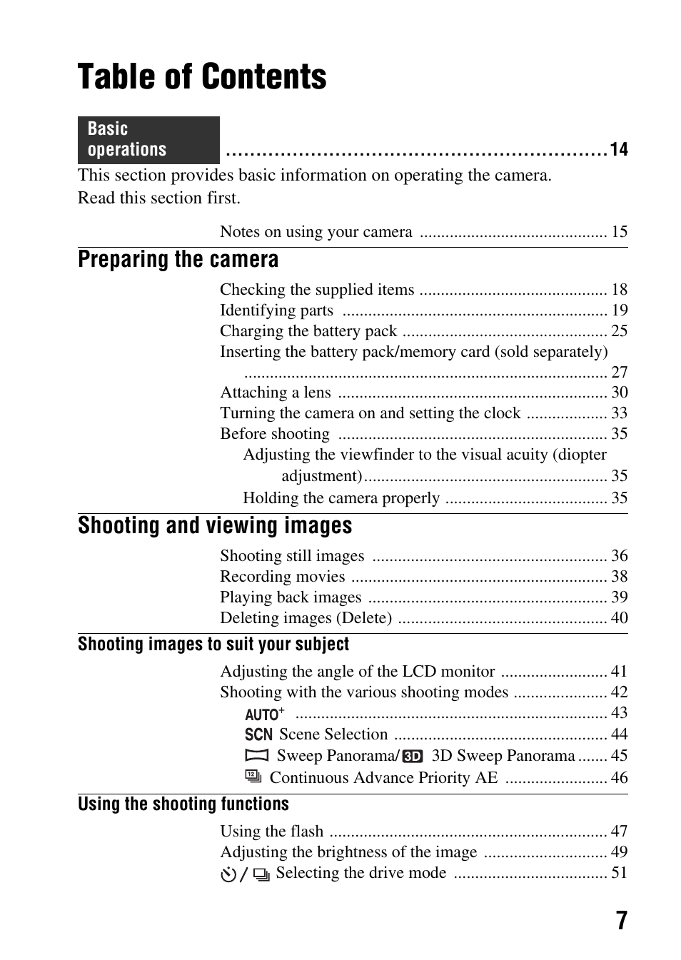 Sony SLT-A77VM User Manual | Page 7 / 242