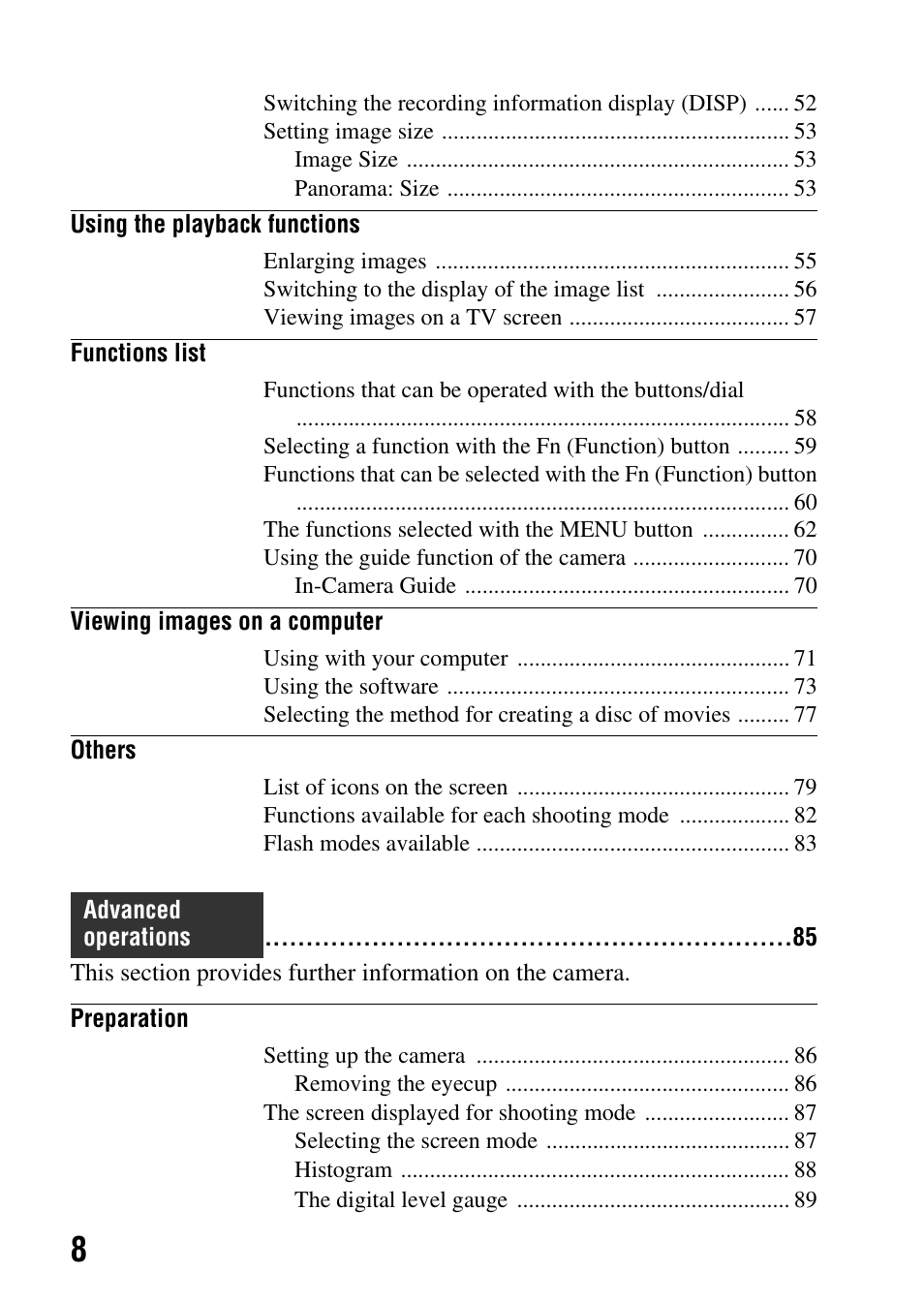 Sony SLT-A77VM User Manual | Page 8 / 242