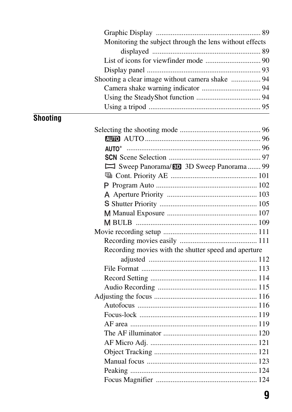 Sony SLT-A77VM User Manual | Page 9 / 242