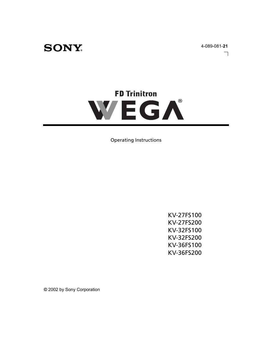 Sony WEGA KV-27FS100 User Manual | 64 pages