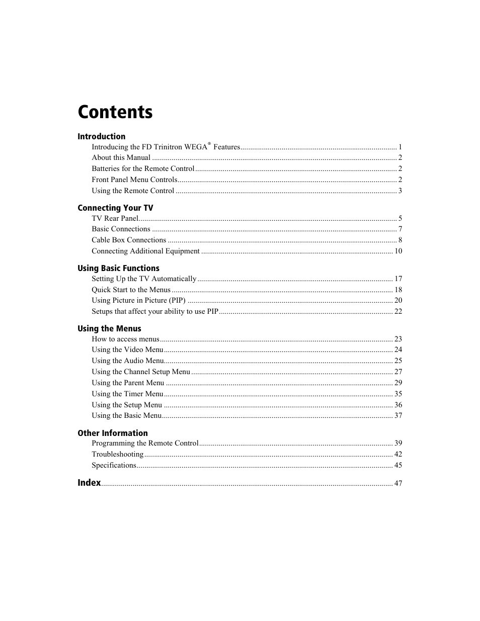 Sony WEGA KV-27FS100 User Manual | Page 7 / 64