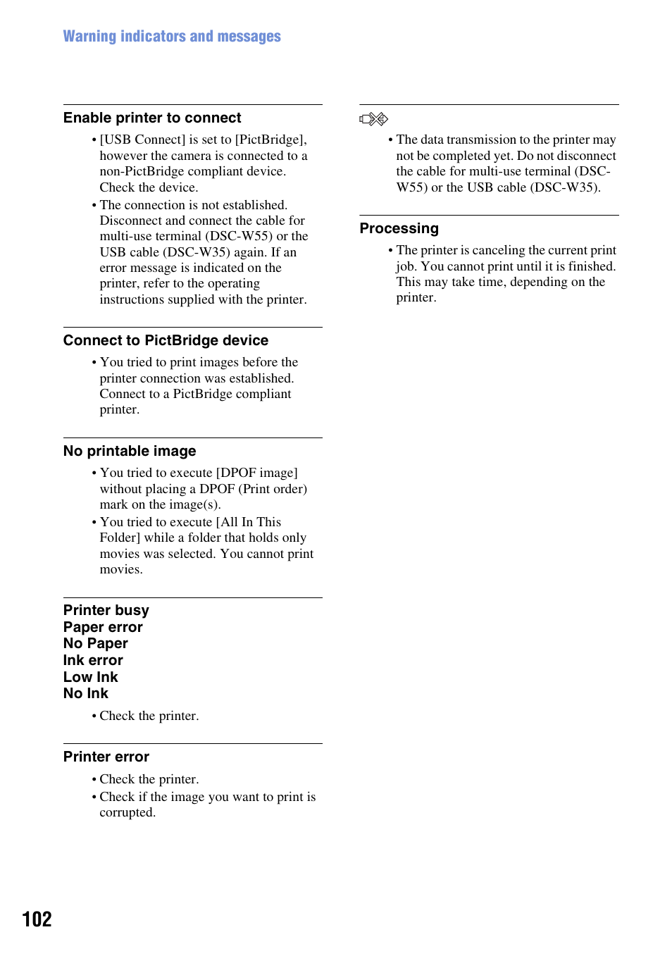 Sony DSC-W55BDL User Manual | Page 102 / 111