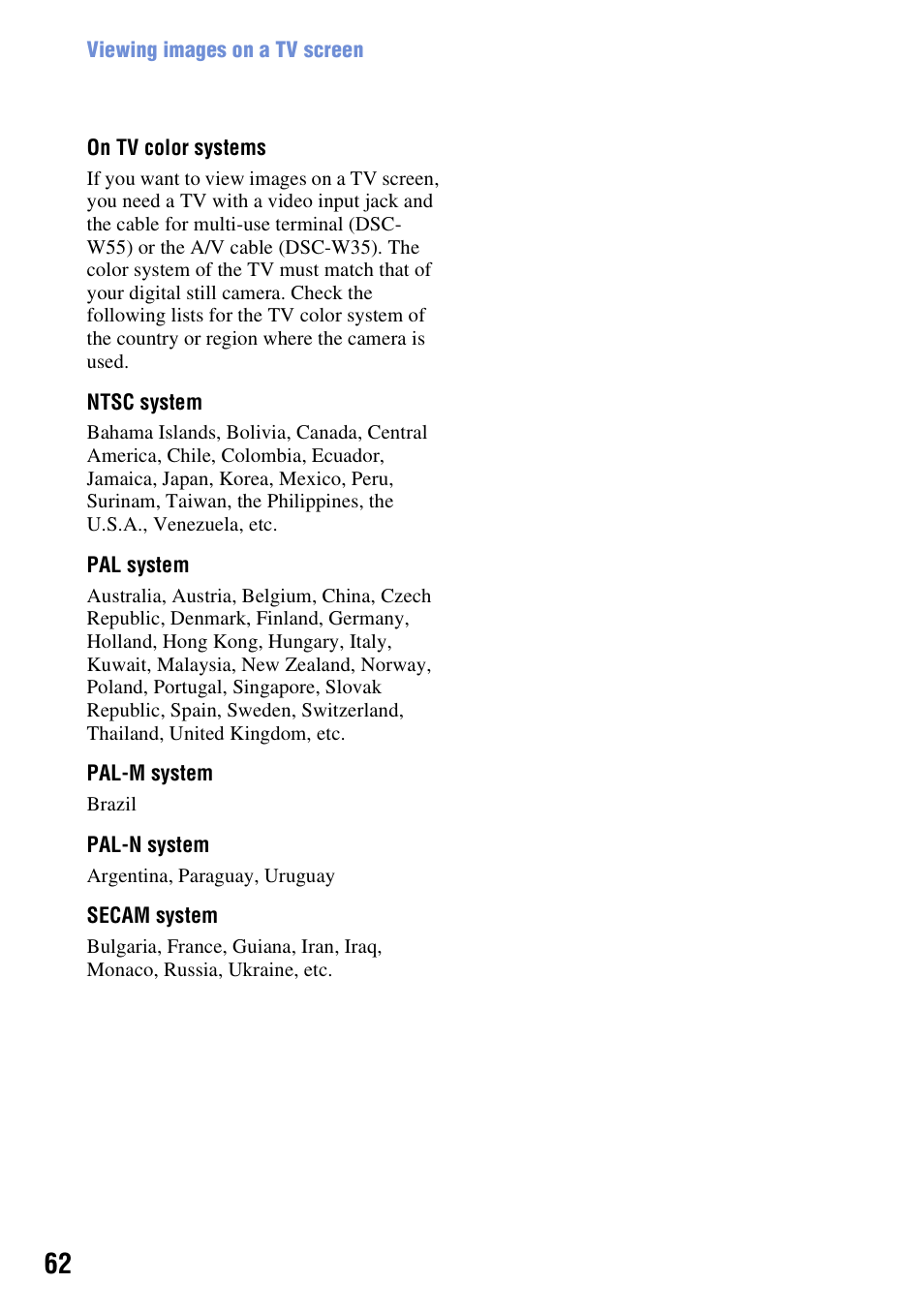 Sony DSC-W55BDL User Manual | Page 62 / 111
