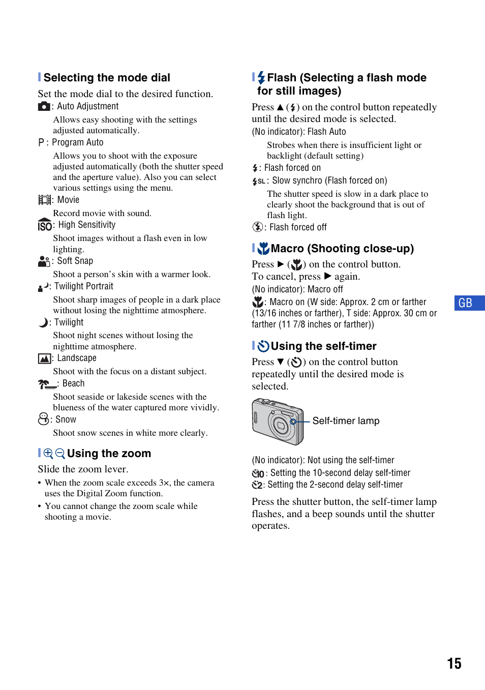 Sony DSC-W55BDLWM User Manual | Page 15 / 64