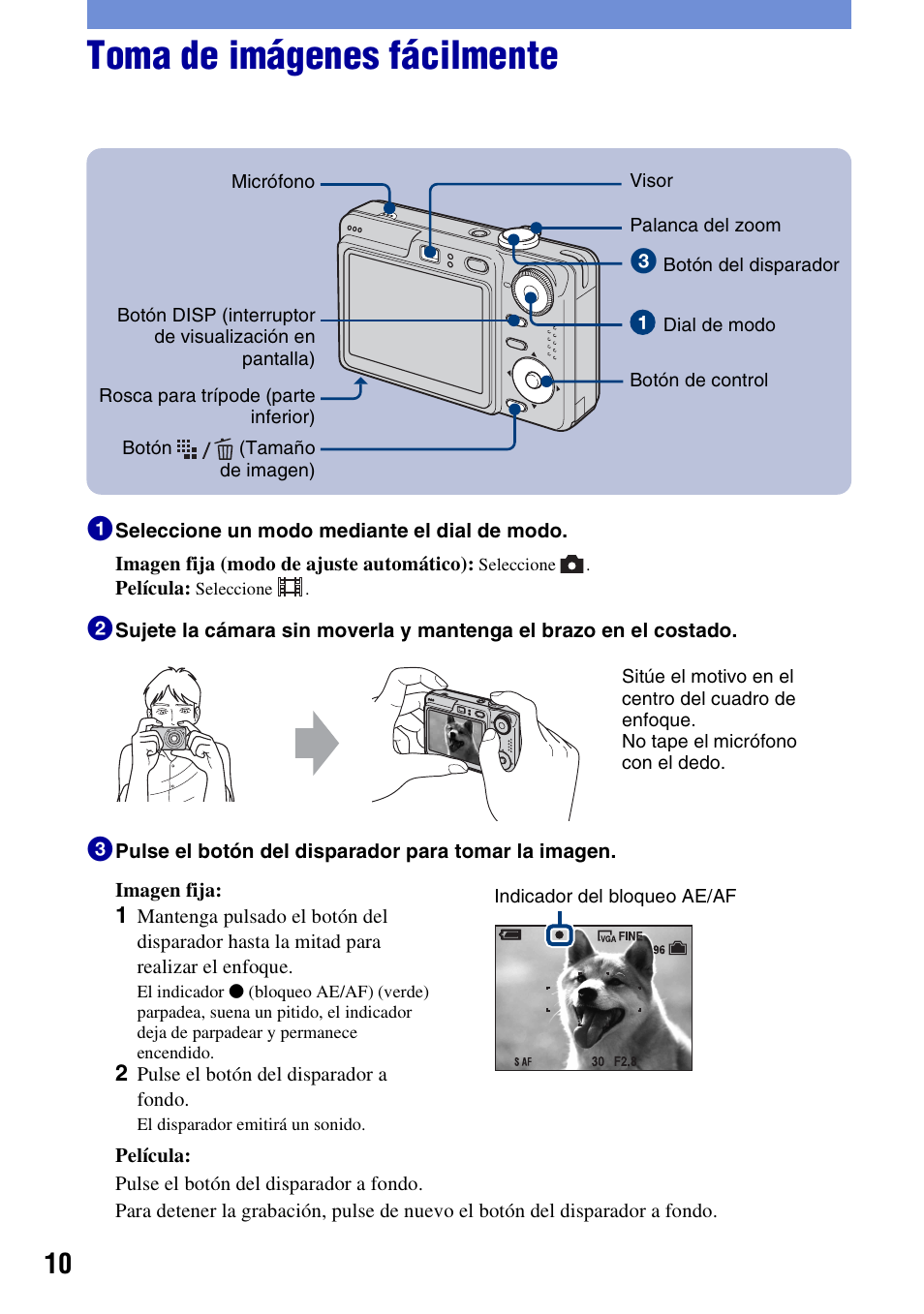 Toma de imágenes fácilmente | Sony DSC-W55BDLWM User Manual | Page 42 / 64