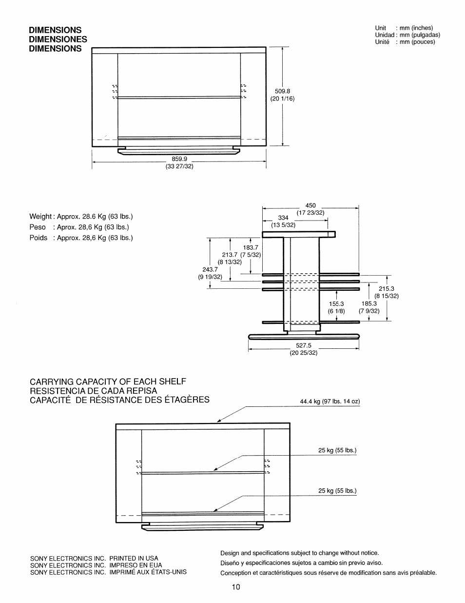 Dimensions, Dimensiones | Sony SU-TS1U User Manual | Page 10 / 14