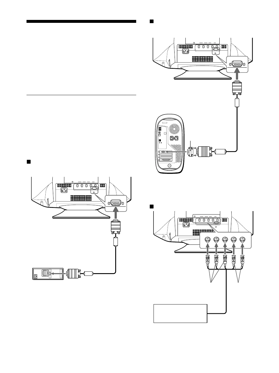 Configuración, Paso 1: conexión del monitor al ordenador, Paso 1 | Xconexión a los 5 conectores bnc | Sony CPD-G420 User Manual | Page 50 / 70