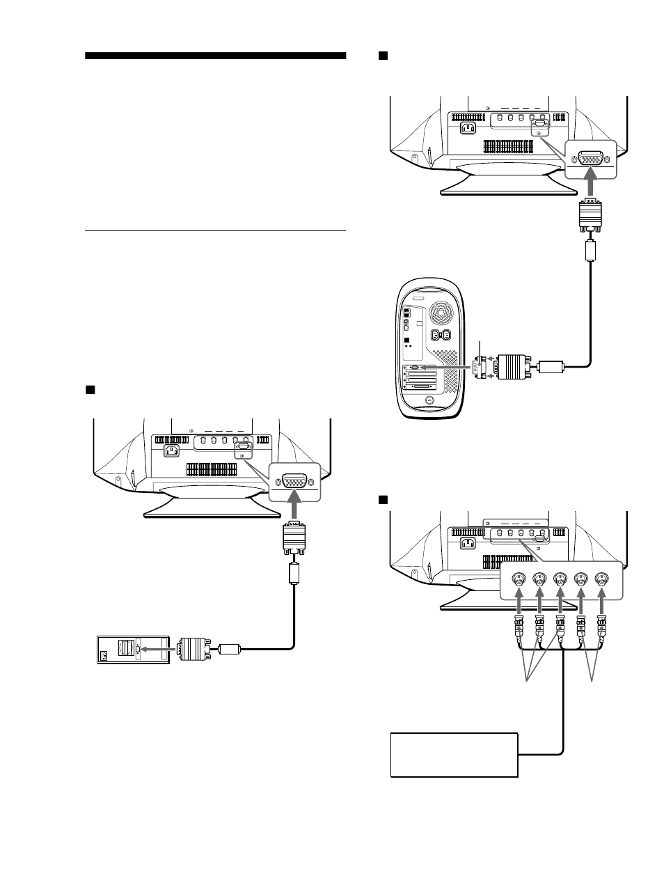 Setup, Step 1: connect your monitor to your computer, Step 1: co | Xconnecting to the 5 bnc connectors | Sony CPD-G420 User Manual | Page 6 / 70
