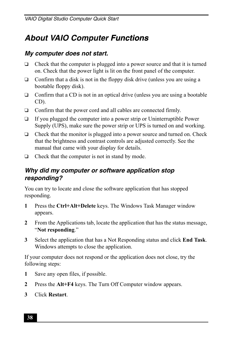 About vaio computer functions functions | Sony PCV-RX860 User Manual | Page 38 / 80