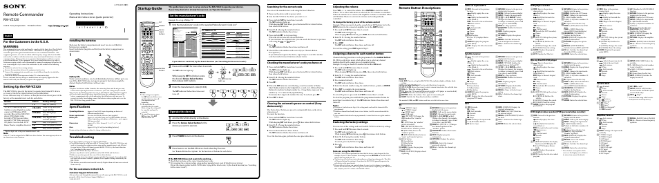 Sony RM-VZ320 User Manual | 2 pages