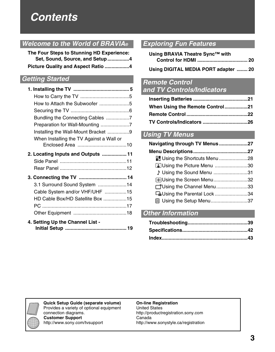 Sony KDL-26N4000 User Manual | Page 3 / 48