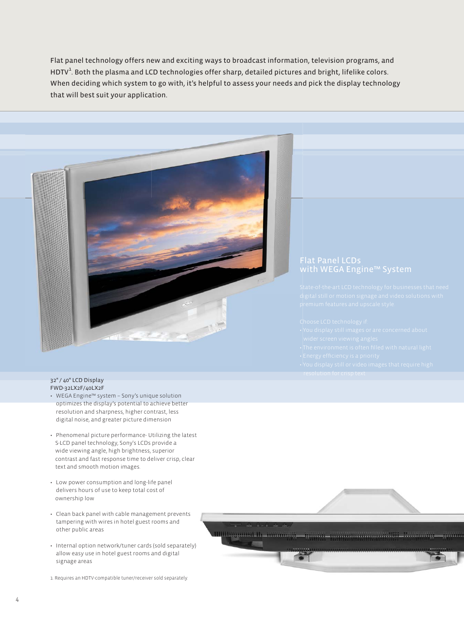 Flat panel lcds with wega engine™ system | Sony FWD-50PX1 User Manual | Page 4 / 12