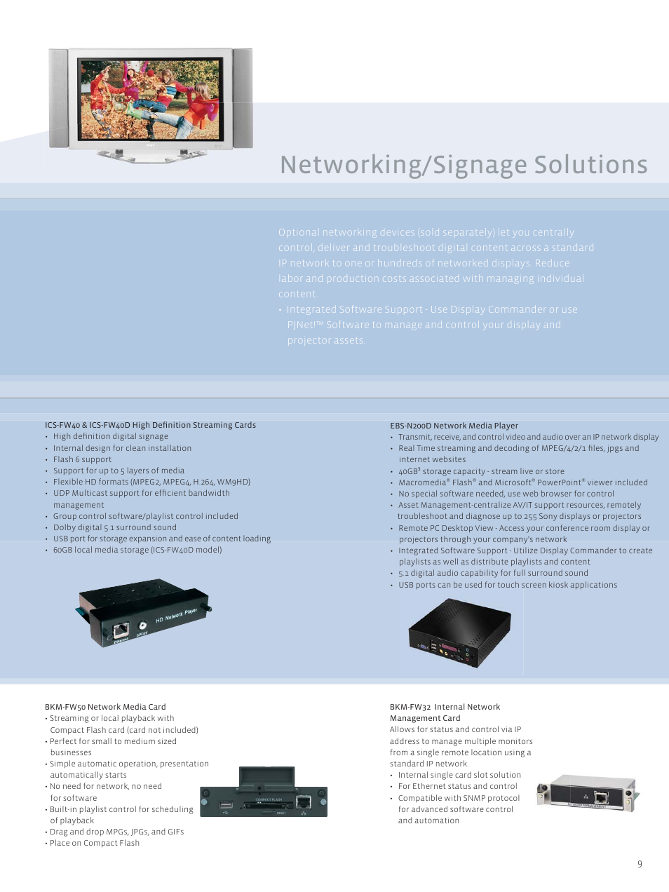 Networking/signage solutions | Sony FWD-50PX1 User Manual | Page 9 / 12