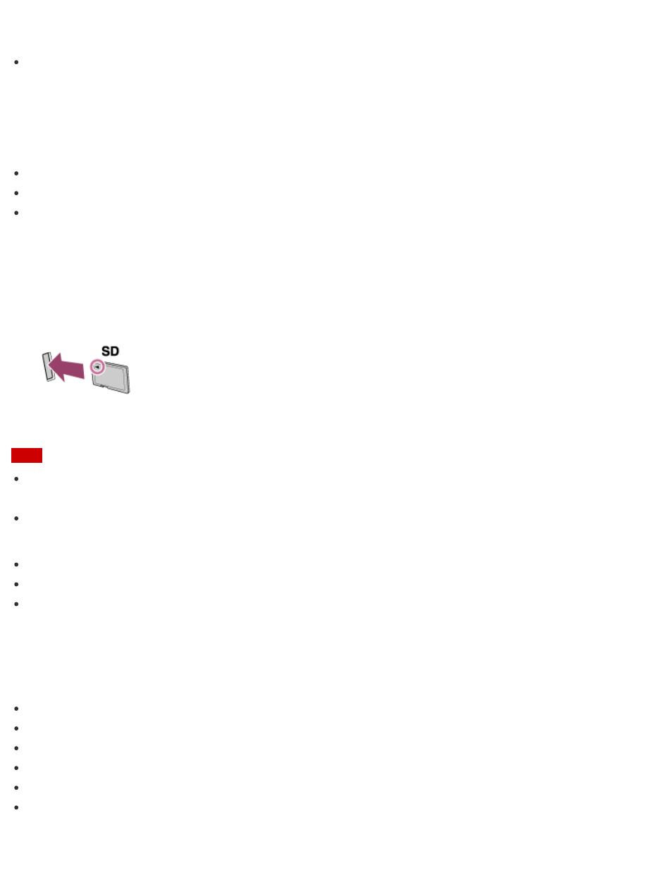 Inserting sd memory cards, Notes on using sd memory cards | Sony SVT212190X User Manual | Page 182 / 233