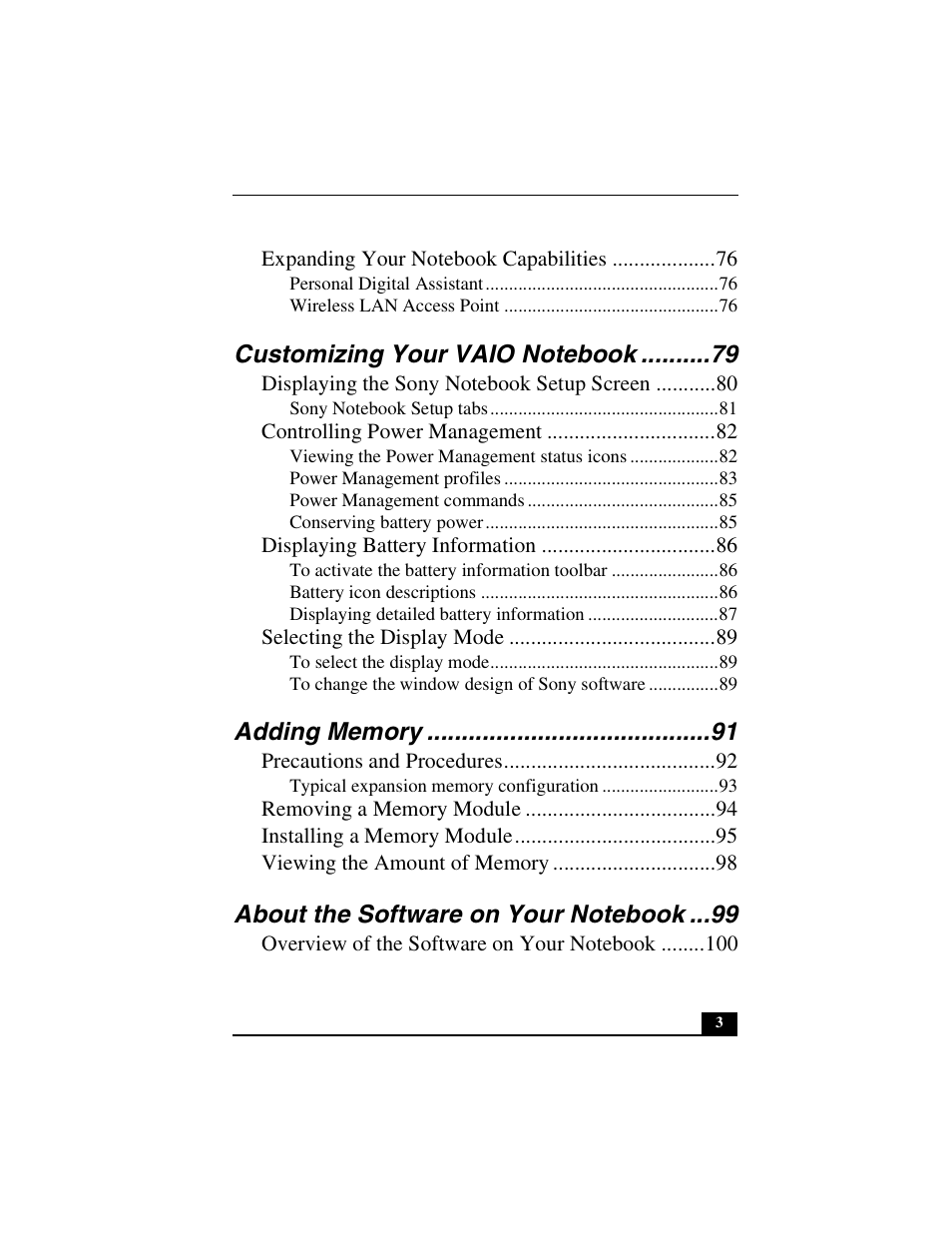 Sony PCG-R505DLP User Manual | Page 3 / 149