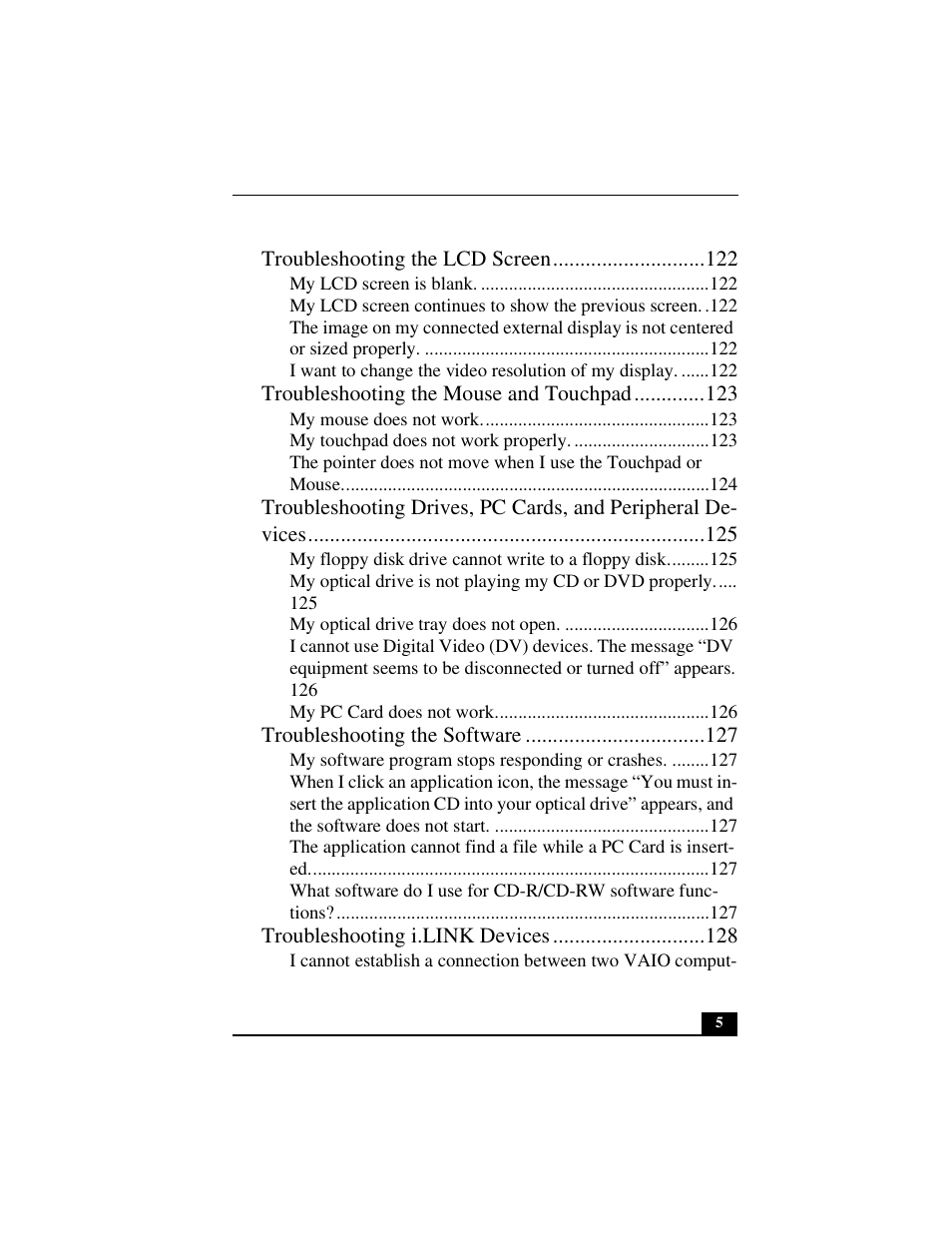 Sony PCG-R505DLP User Manual | Page 5 / 149