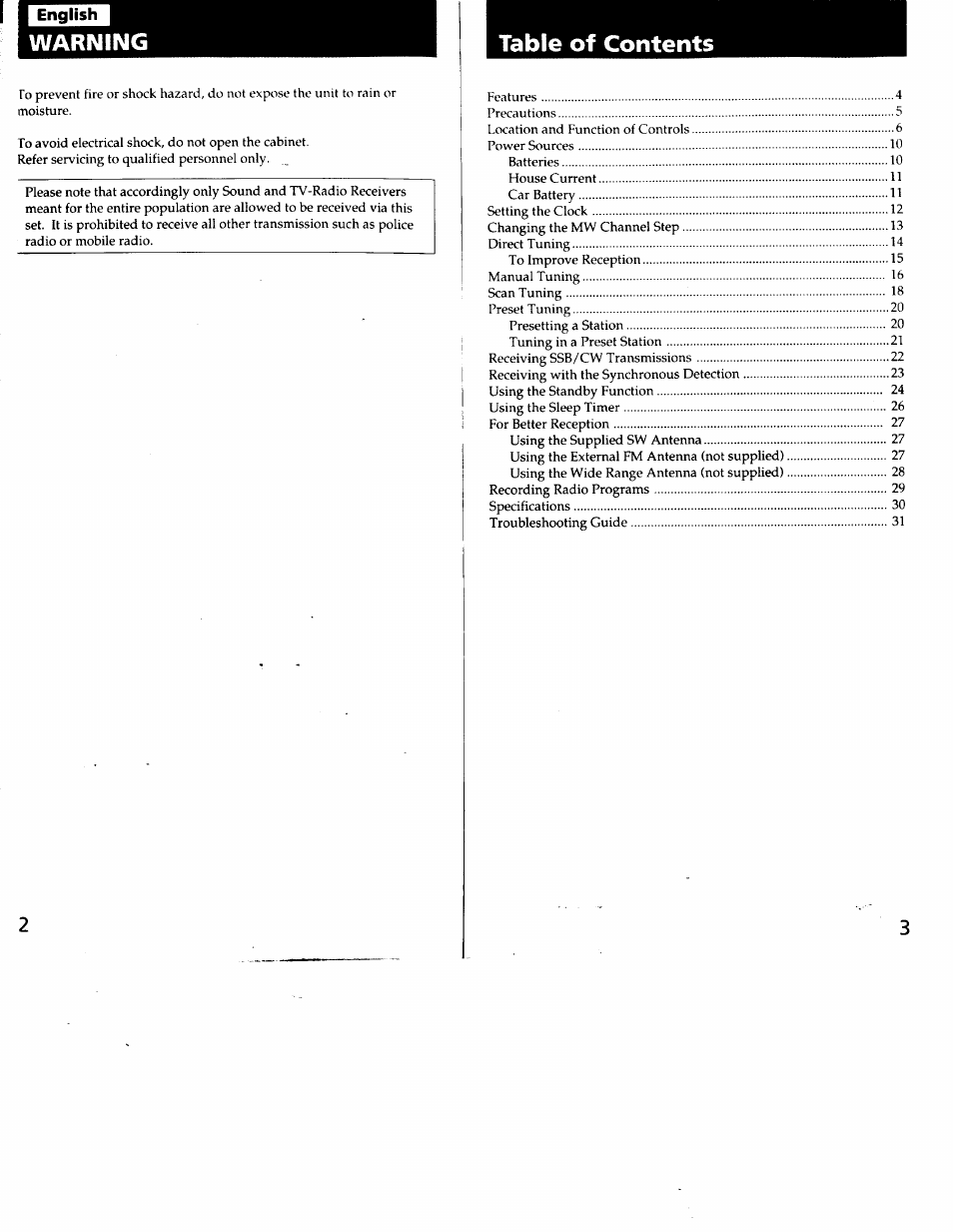 Sony ICF-SW7600G User Manual | Page 2 / 80