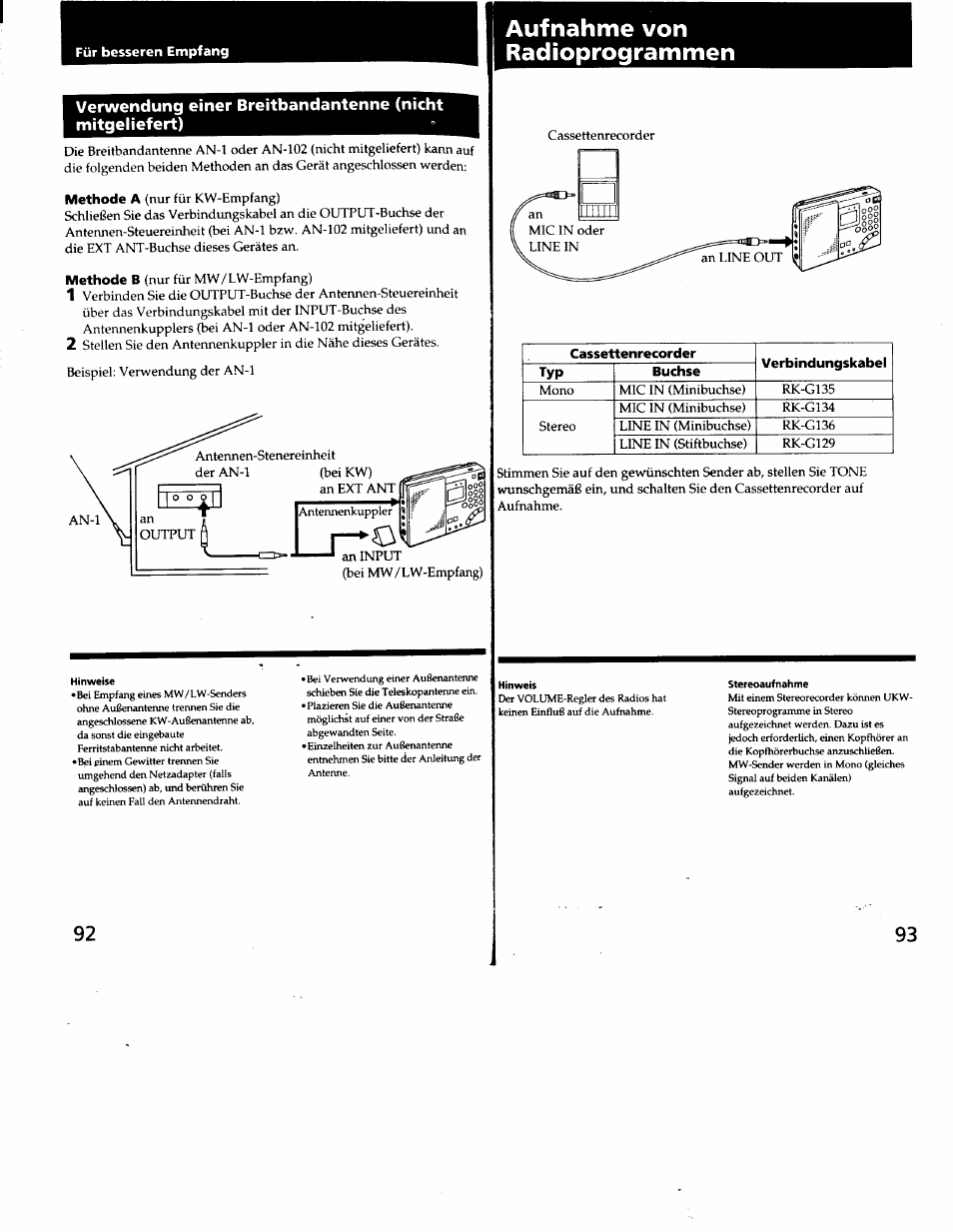 Aufnahme von radioprogrammen | Sony ICF-SW7600G User Manual | Page 47 / 80