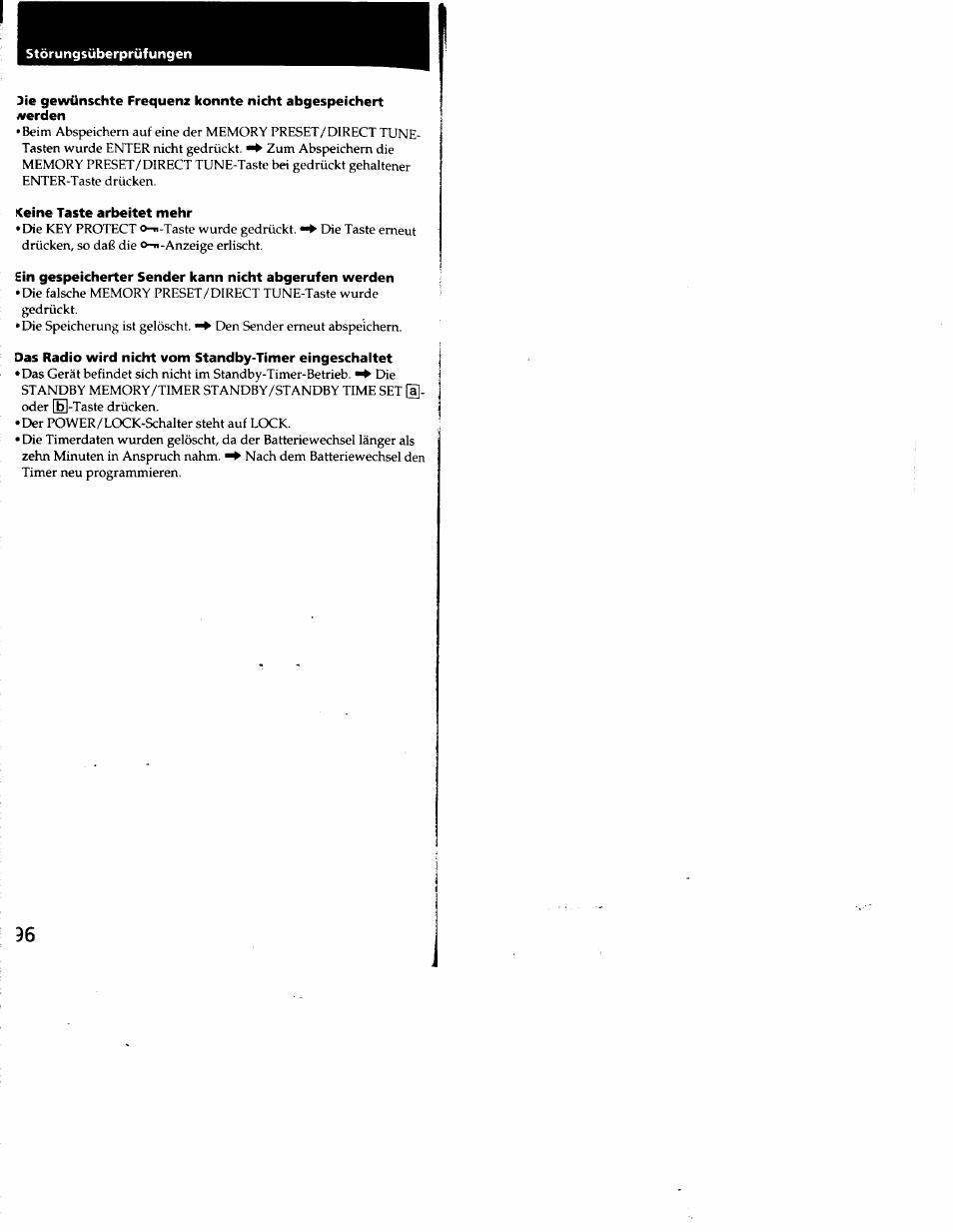 Störungsüberprüfungen, Keine taste arbeitet mehr | Sony ICF-SW7600G User Manual | Page 49 / 80