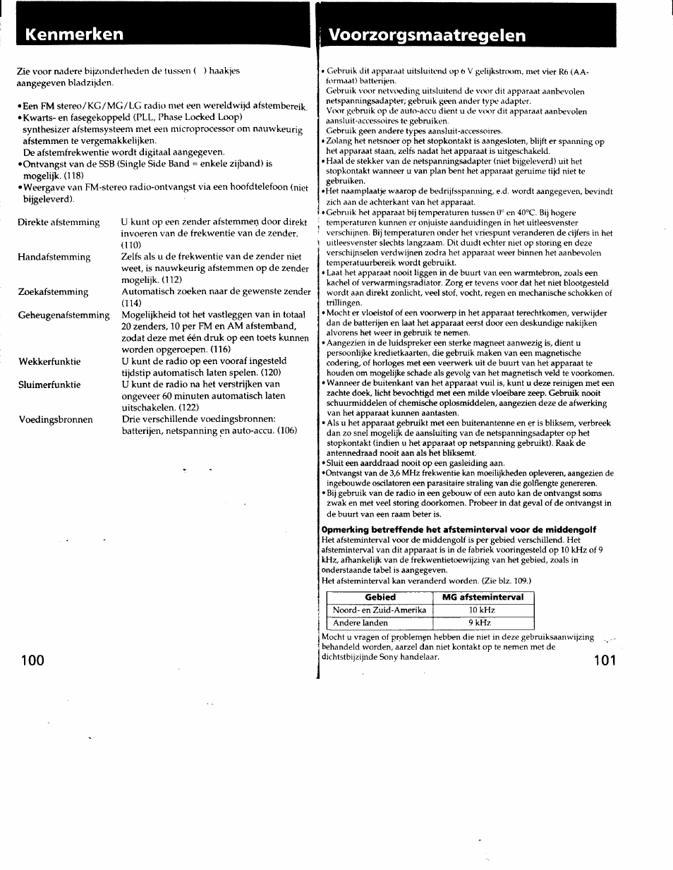 Voorzorgsmaatregelen, Kenmerken | Sony ICF-SW7600G User Manual | Page 51 / 80