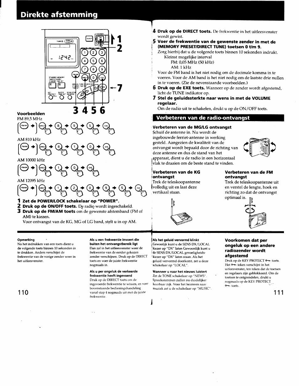 Verbeteren van de radio-ontvangst, Direkte afstemming | Sony ICF-SW7600G User Manual | Page 56 / 80