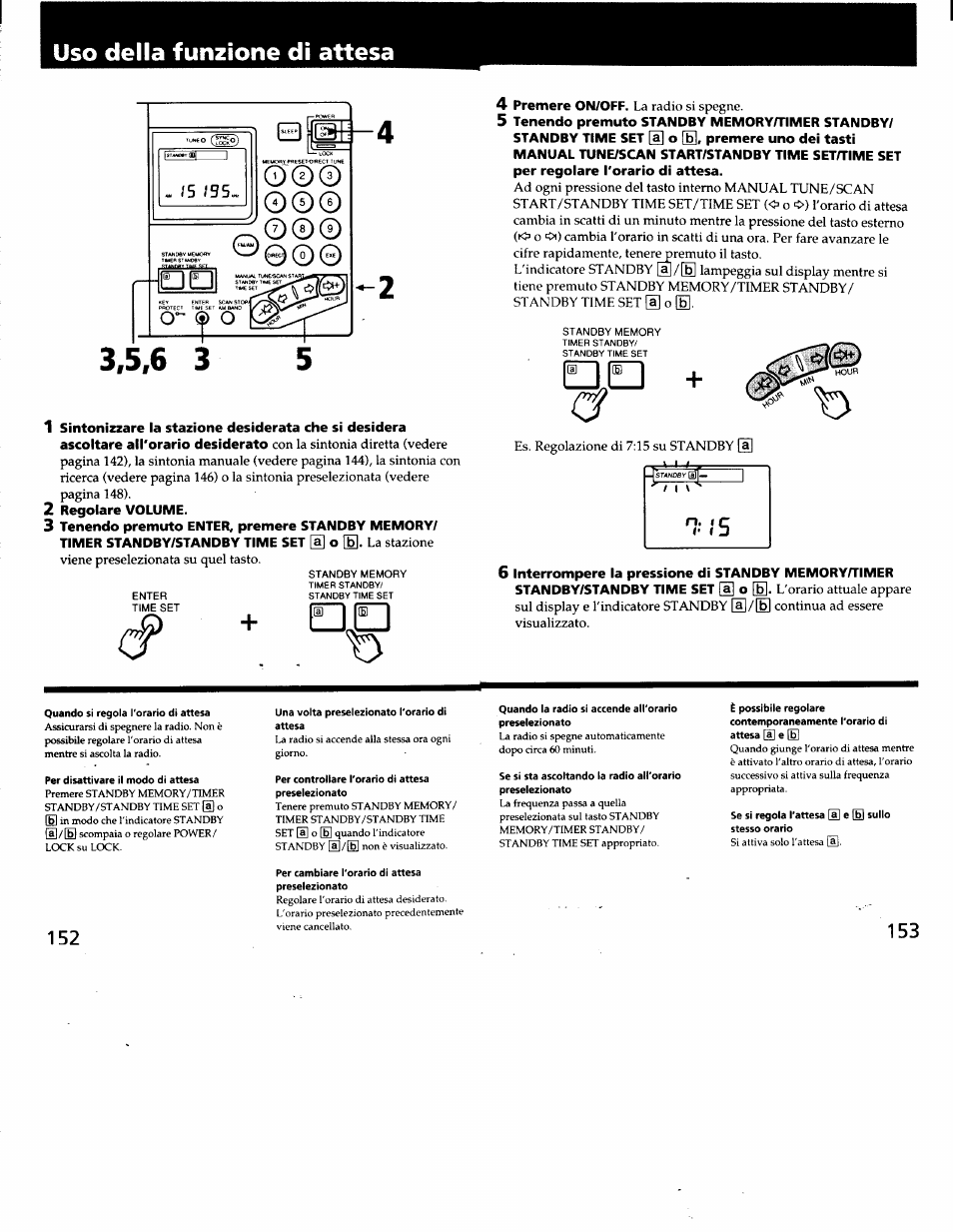 Uso della funzione di attesa, 2 regolare volume, 00© o©0 | Sony ICF-SW7600G User Manual | Page 77 / 80