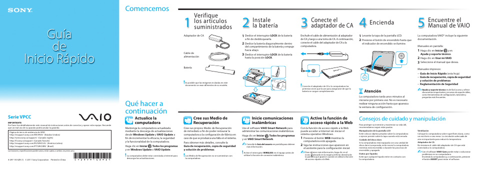 Sony VPCCA390X User Manual | 2 pages