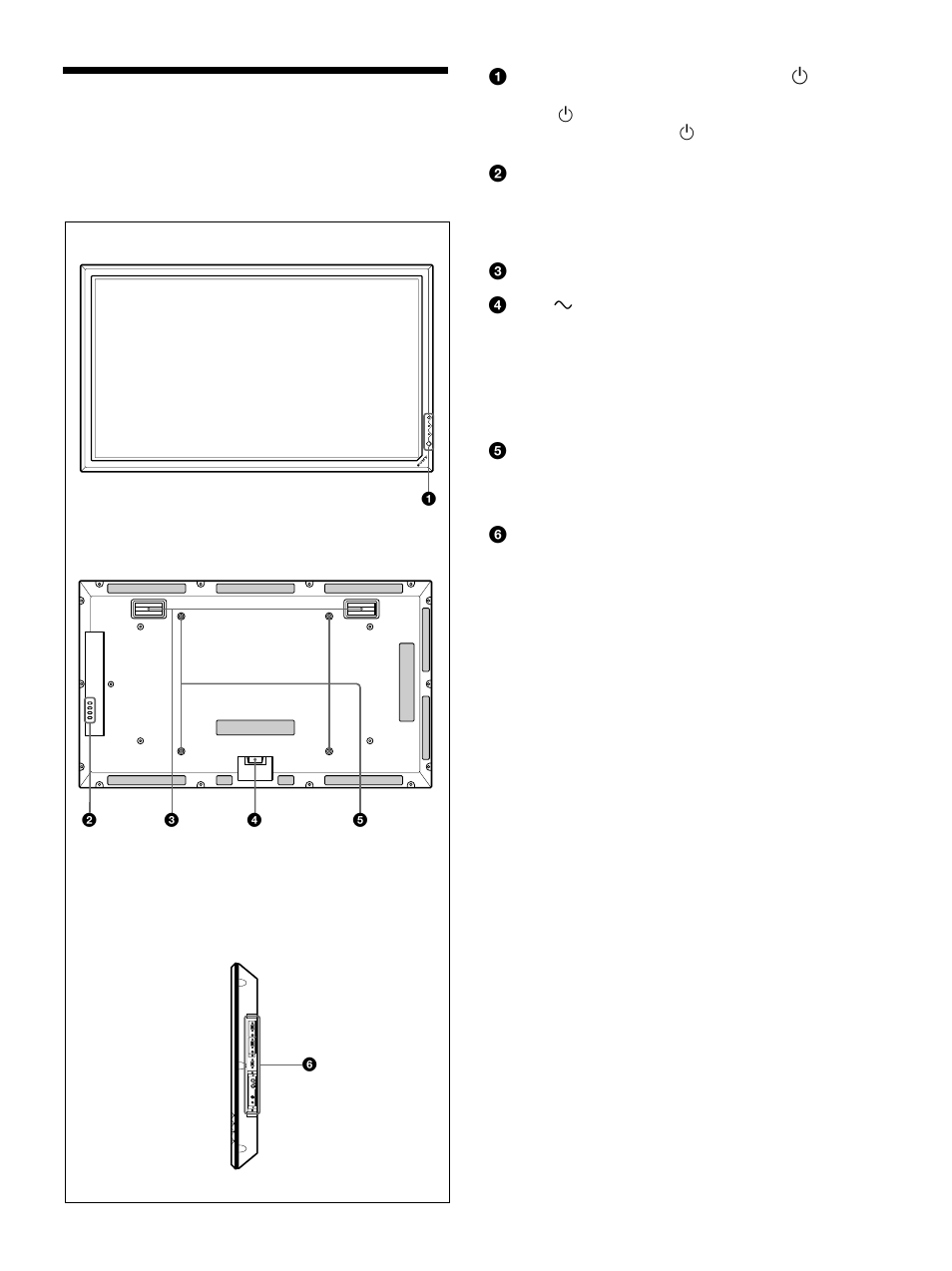 Emplacement et fonction des pièces et commandes, Avant / arrière / côté droit | Sony PFM-42B1S User Manual | Page 107 / 294