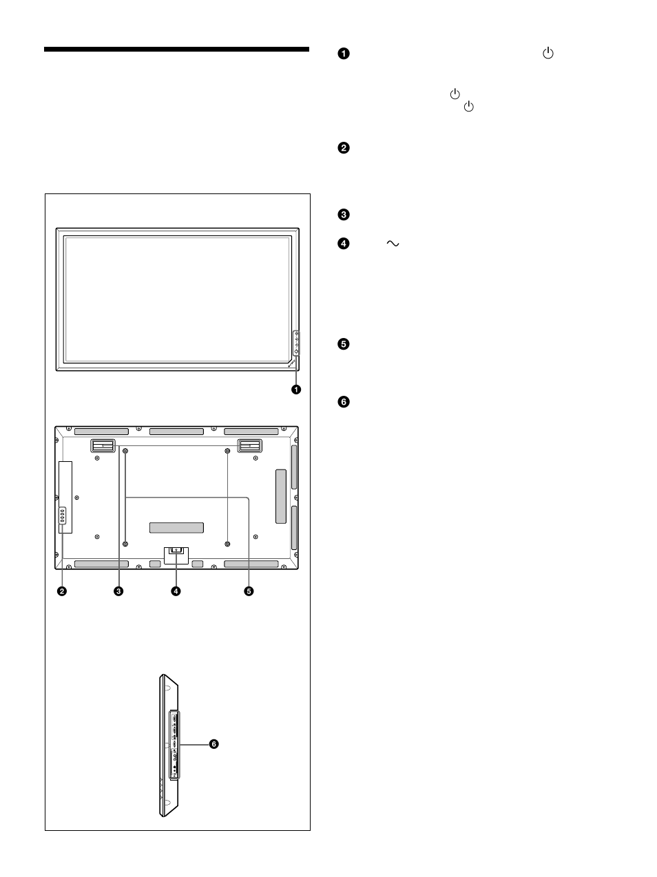 Ubicación y función de componentes y controles, Parte frontal / parte posterior / lateral derecho | Sony PFM-42B1S User Manual | Page 203 / 294