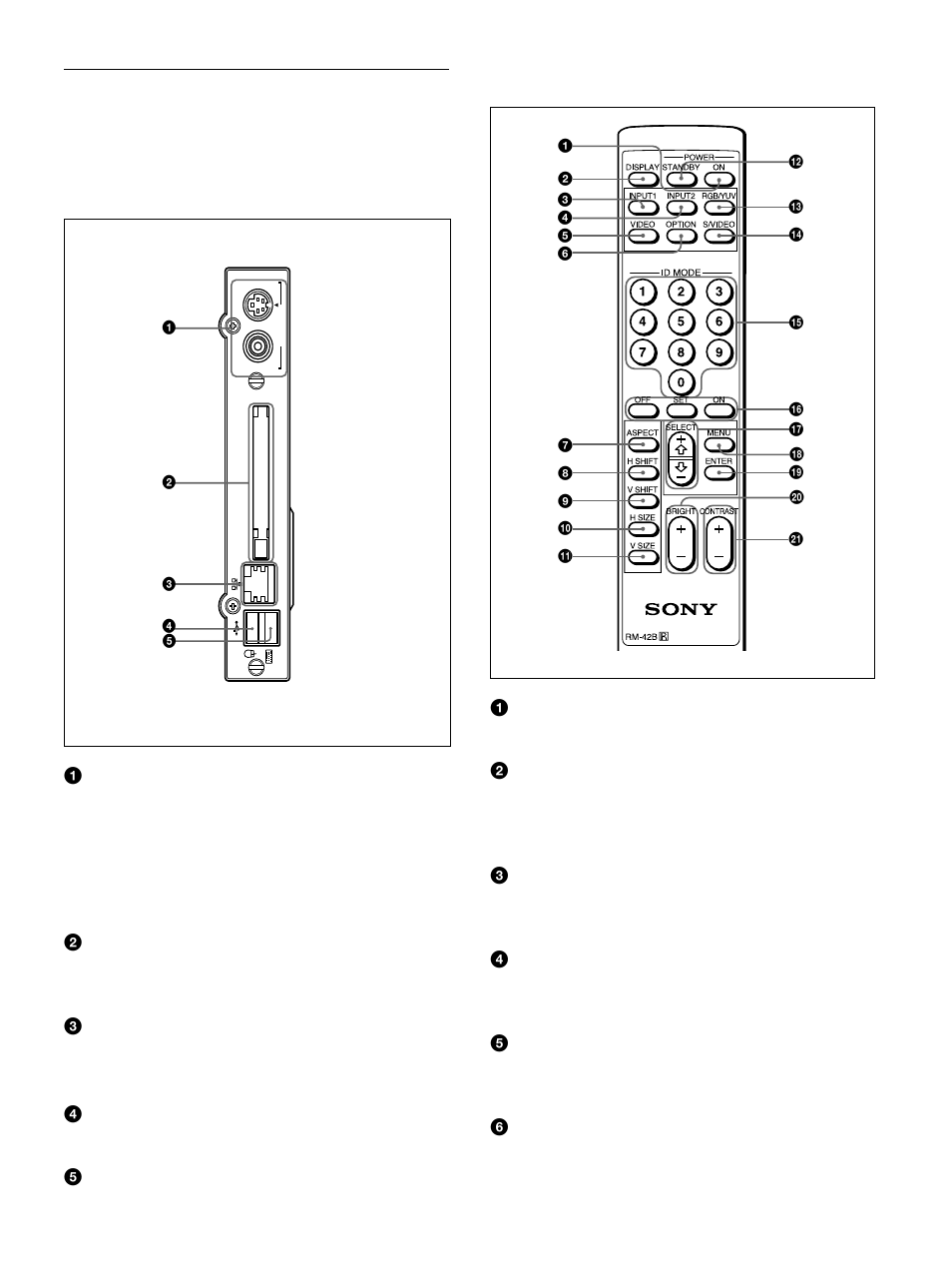 Mando a distancia rm-42b, Adaptador de red bkm-b30nw (no suministrado) | Sony PFM-42B1S User Manual | Page 207 / 294