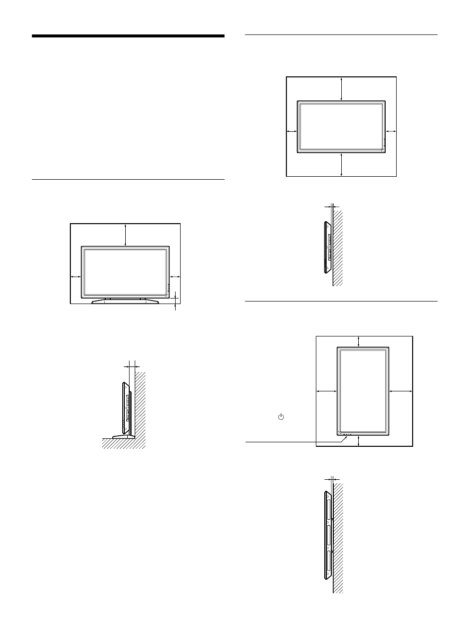 Precaución, Al utilizar el soporte (no suministrado), Al montar la pantalla en horizontal | Al montar la pantalla en vertical, Frontal, Lateral | Sony PFM-42B1S User Manual | Page 209 / 294