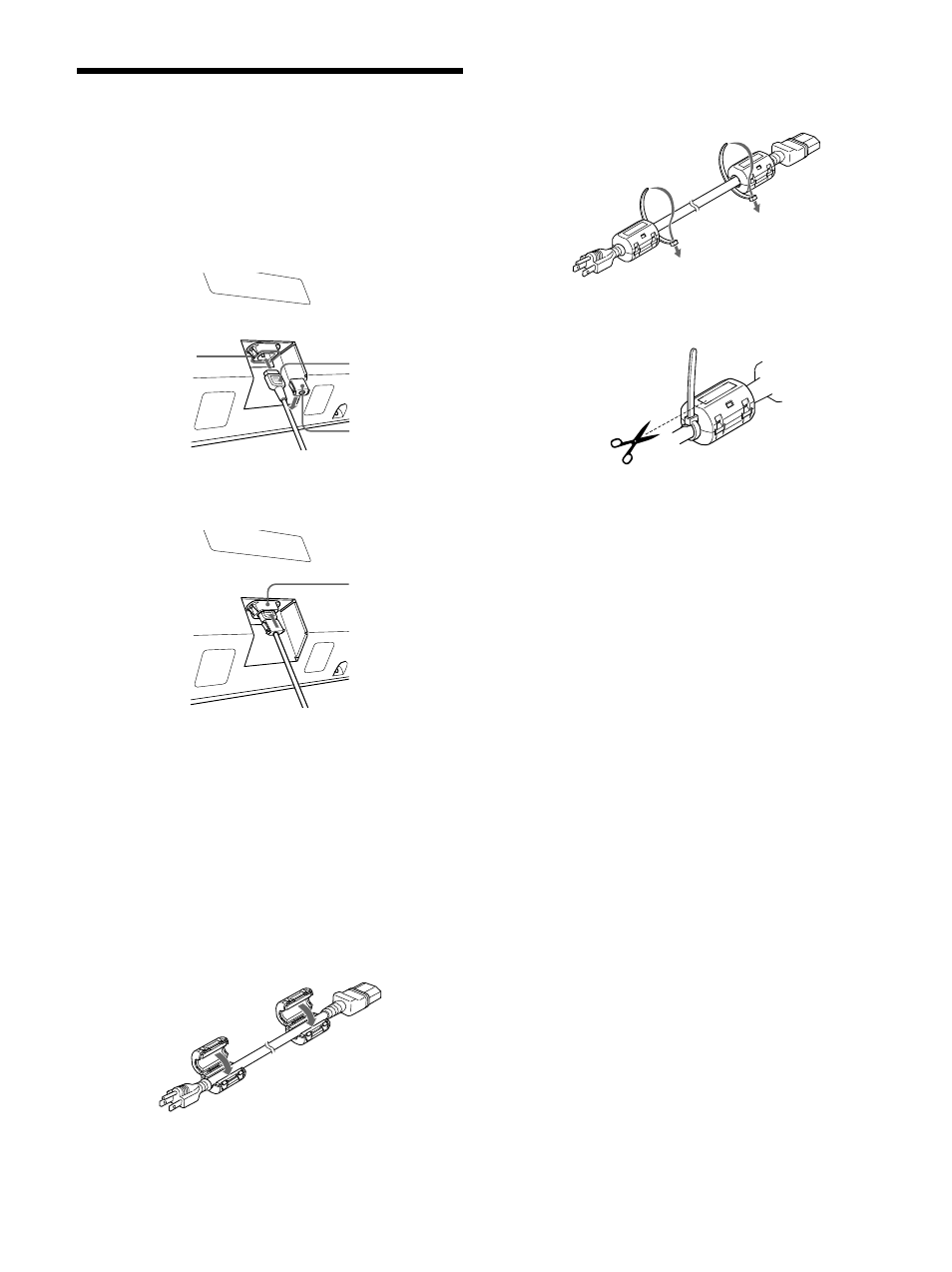 Connections, Connecting the ac power cord, Attaching the ferrite core (pfm- 42b2/42b2e only) | Connection example | Sony PFM-42B1S User Manual | Page 66 / 294