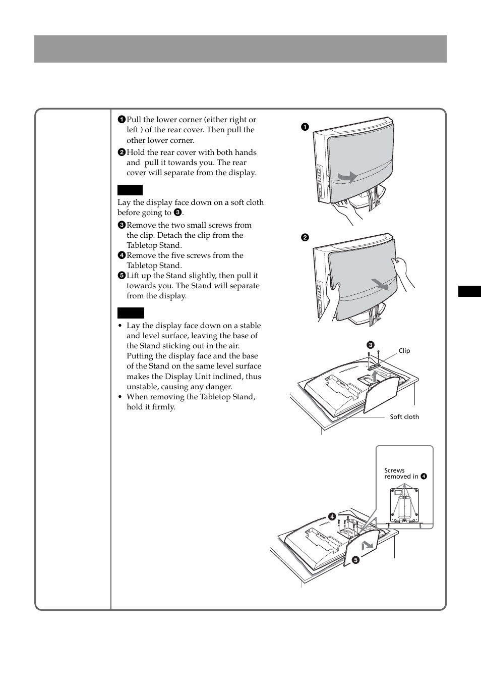 Step 5: detach the display from the tabletop stand, Klv-26hg2 | Sony SU-LW1 User Manual | Page 13 / 64