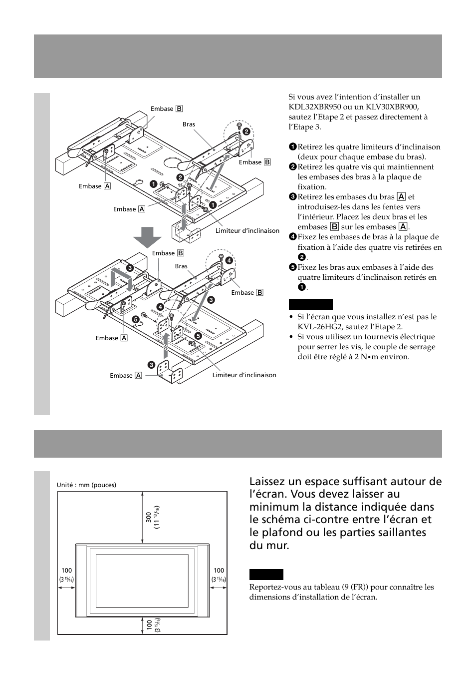 Etape 3 : choix de l’emplacement d’installation, Pour le klv-26hg2 uniquement) | Sony SU-LW1 User Manual | Page 28 / 64
