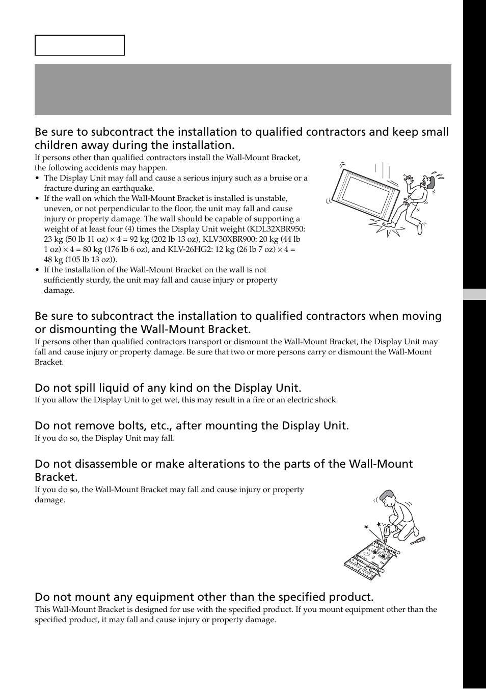 Warning, For customers | Sony SU-LW1 User Manual | Page 3 / 64