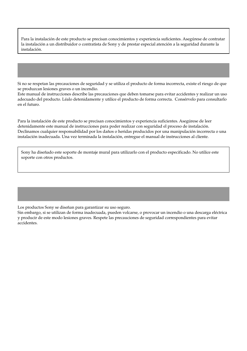 Advertencia, Seguridad | Sony SU-LW1 User Manual | Page 42 / 64