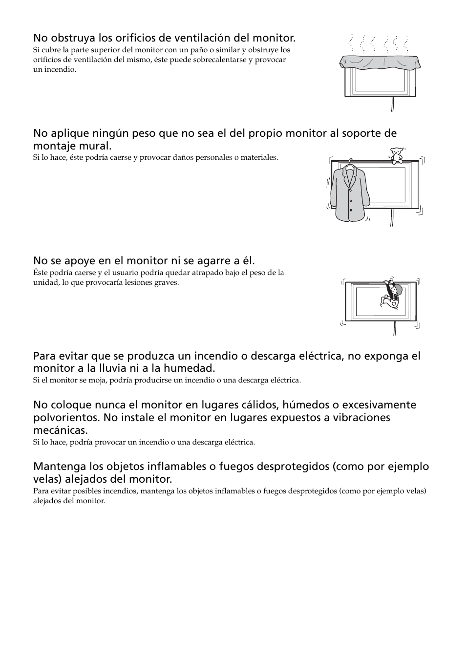 No se apoye en el monitor ni se agarre a él | Sony SU-LW1 User Manual | Page 44 / 64