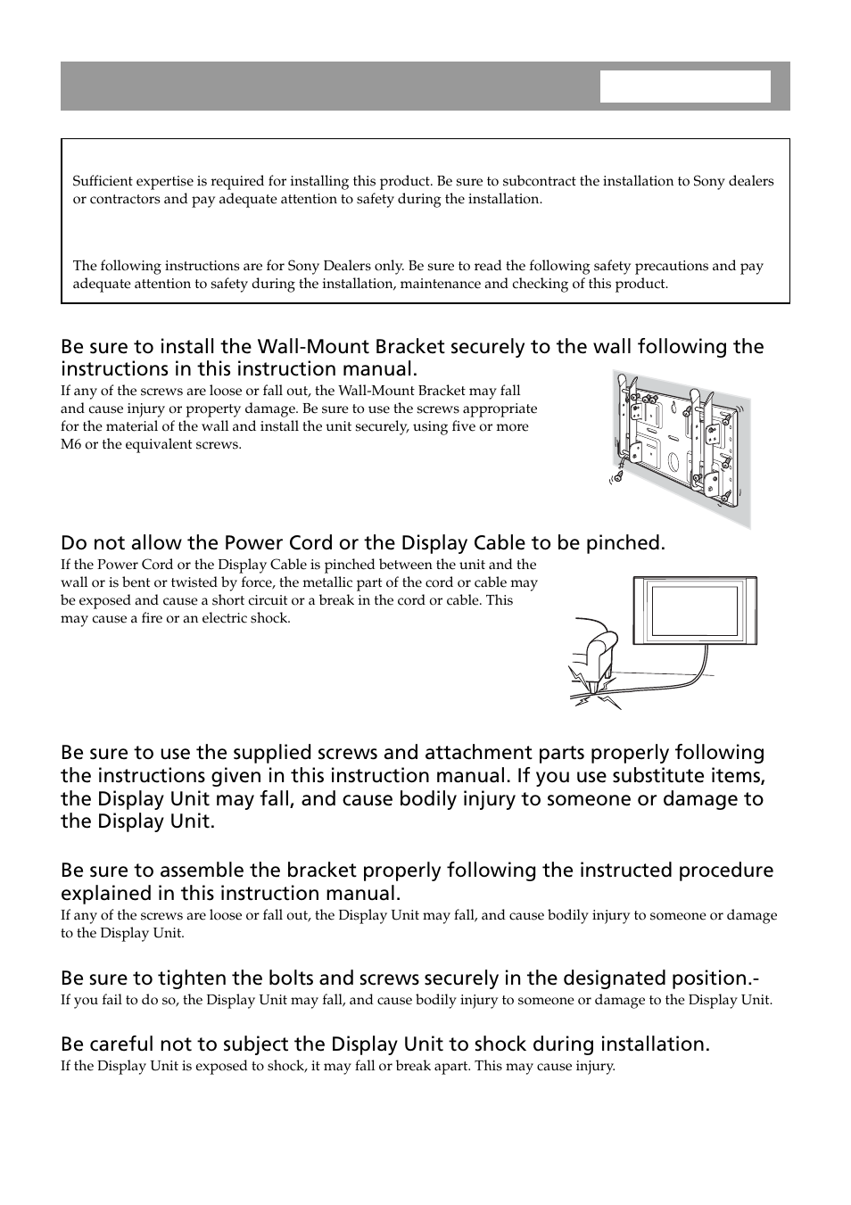 Install the wall-mount bracket | Sony SU-LW1 User Manual | Page 6 / 64