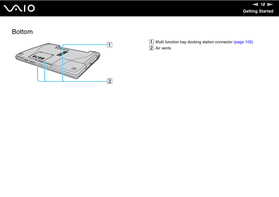 Bottom | Sony VGN-FE890N User Manual | Page 18 / 231