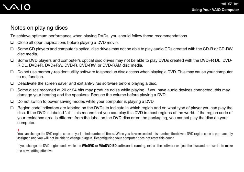 Sony VGN-FE890N User Manual | Page 47 / 231