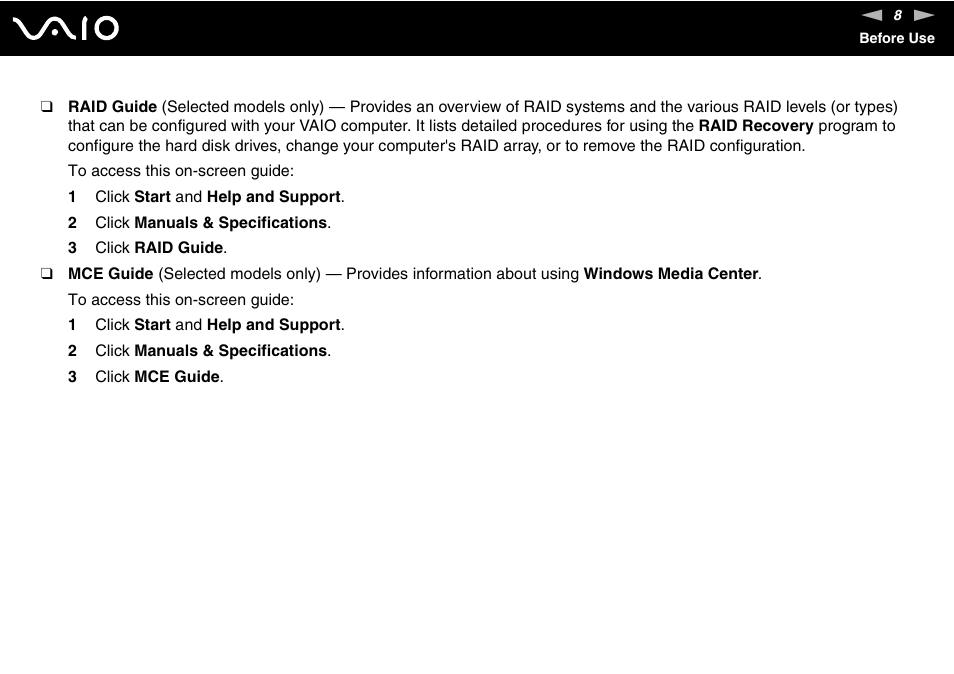 Sony VGN-FE890N User Manual | Page 8 / 231